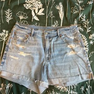 American Eagle Outfitters Faded Blue Relaxed Fit Strigid Jean Shorts